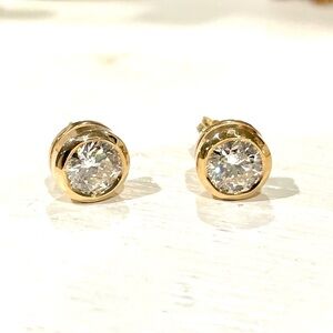 14K Yellow Gold Bezel-Set Lab Grown Diamond Stud Earrings
